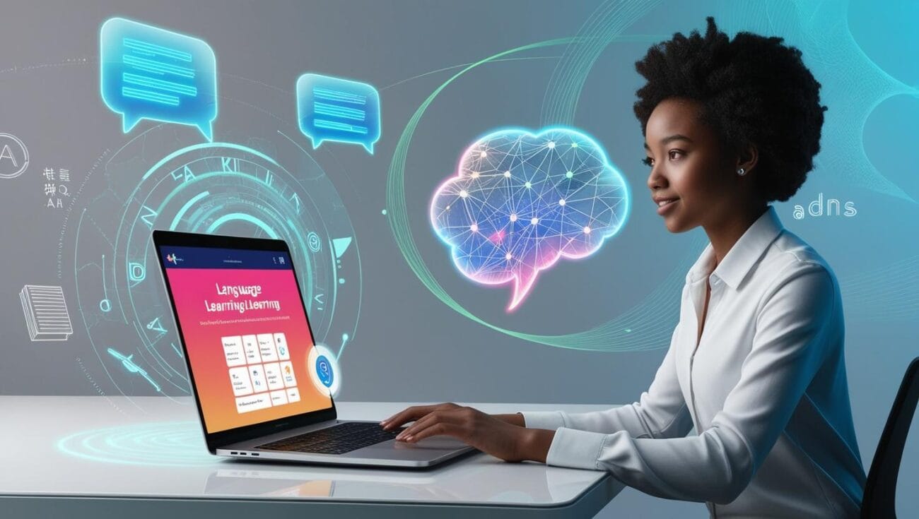 فردی در حال یادگیری زبان با استفاده از هوش مصنوعی...
