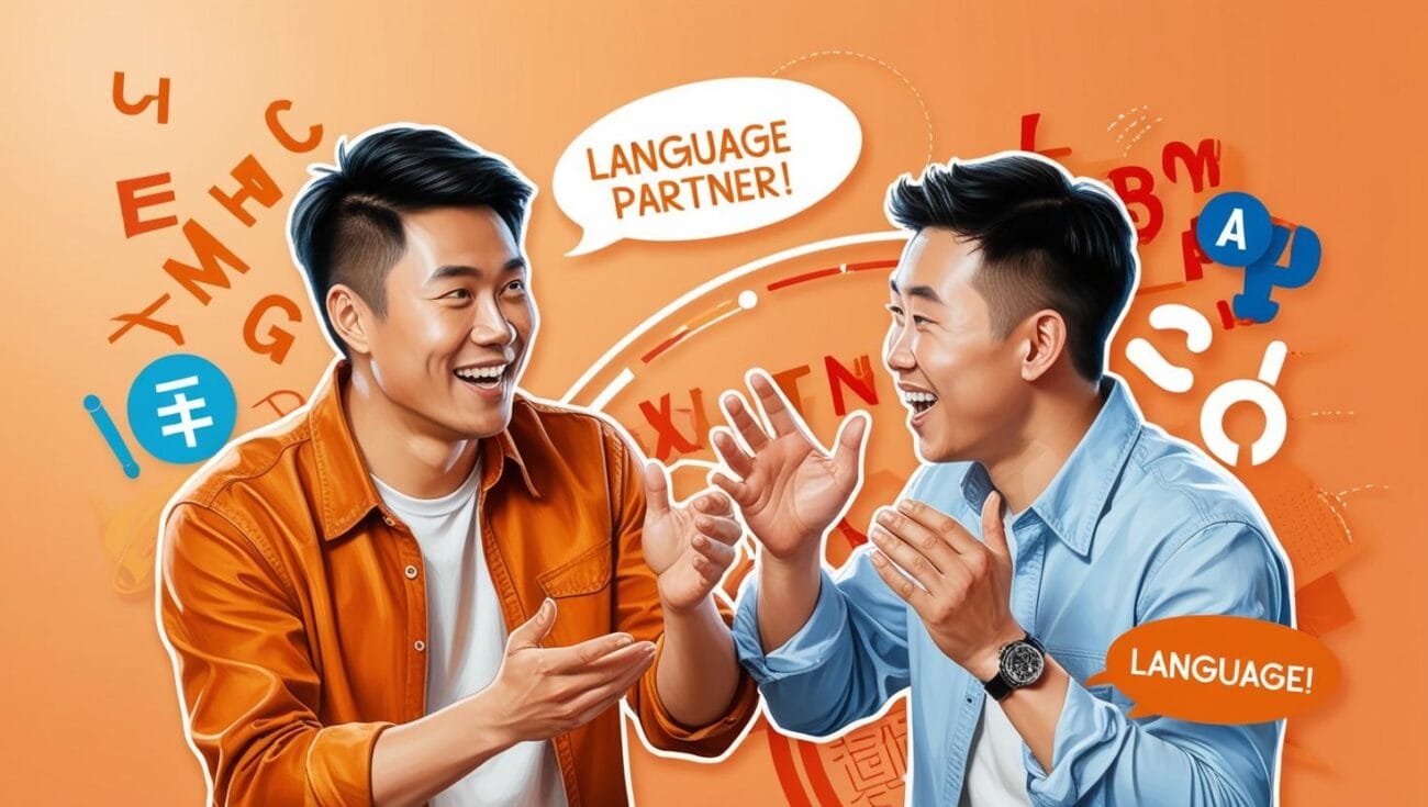 two friendly and enthusiastic people speaking a foreign language.